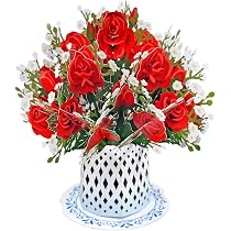 Popgiftu - Biglietto di auguri pop-up con fiori di rosa, in 3D, per San Valentino, compleanno, anniversario, festa della mamma, biglietti di ringraziamento, biglietto d'amore, per tutte le occasioni