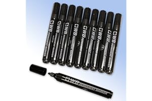 ALL-PACK SOLUTIONS 10 Black Permanent Bullet Tip Marker Pens