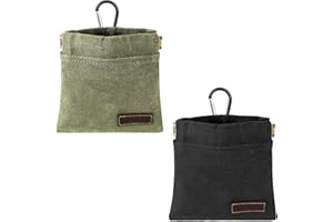 Srumvoat 2pcs Dog Treat Pouch, Small Dog Treat Pouch With Carabiner, Automatic Closure Hand-Free Dog Walking Treat Bag, Puppy Training Treats Pocket For Puppy Cat Pet Outdoor Black And Green