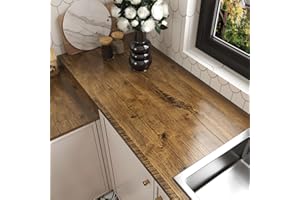 Yullpaper Samoprzylepna tapeta drewniana, nadająca się do prania, tapeta kuchenna, vintage, efekt brązowego drewna, winylowa folia do blatu kuchennego, odklej i przyklej, tapeta panelowa, stół,