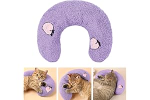 Fnaobai Pet Small Pillows for Small Dogs Cat U-Shaped Puppy Neck Pillow for Indoor Improve Relief Sleeping Machine Washable (Purple)