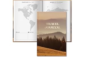 BIROYAL Dziennik podróżny do wypełnienia na 6 podróży – 156 stron A5 Travel Journal na wspomnienia do pisania – dziennik na wiele podróży – idealny prezent podróżny dla podróżujących po świecie –