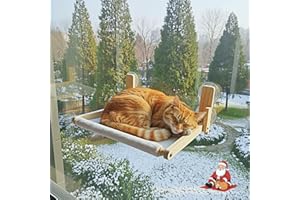 GesomePurrz Perchoir de fenêtre pliable en bois naturel pour chat, hamac de 41,9 x 30,5 cm, limite de poids de 15,9 kg