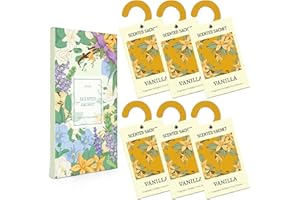 Scent-Hi Scented Sachets, Scented Sachets for Drawer Closets, Fresh Vanilla Scent 6 Packs, Wardrobe Fresheners Hanging Sachet Bags Scented for Cars, Room Wardrobe