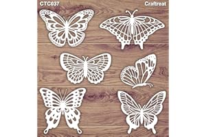 CrafTreat Reusable Butterfly Chipboard Laser Cut Embellishments for Scrapbooking - Lovely Butterflies - Size: 5.5X6 Inches - Butterfly Laser Cut Chipboard for Crafting