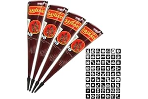 DVBCNME Henna Braun Sommersprossen, 4 Stück Henna Tattoo Set Mit 63 Aufklebern, Henna Farbe Für Temporäre Tattoos Und Körperkunst, Ideal Für Festivals, Hochzeiten Und DIY Projekte