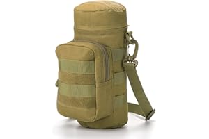 'Kyrio Molle Water Bottle Pouch Holder Tactical Military Kettle Canteen Bag Pack Crossbody Bag with Extra Accessory Pouch and Detachable Shoulder Strap 9.8'' x 4.3'''