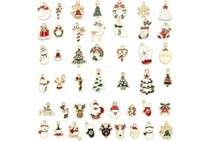 BOELLRUNO 45pz Mini Ciondoli Natalizi Colorati Pendenti Christmas Pendant per Natale Gioielli Fai da Te Collane Bracciali Stili Misti Compleanno Natale Ringraziamento