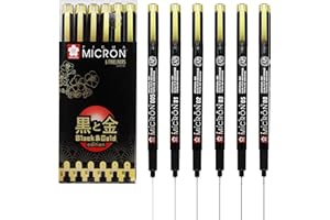 Sakura Pigma Micron Black & Gold Edition zestaw cienkopisów, 6 rozmiarów, czarny (POXSDKB6YOS)
