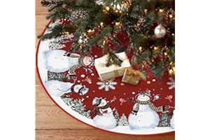ZoneYan Falda de Árbol de Navidad, 120cm Rojo Manta para Árbol de Navidads, Alfombra arbols de Navidads, Base Arbols de Navidad, Faldon Arbol Navidades para año Nuevo Decoración (Muñeco de Nieve)