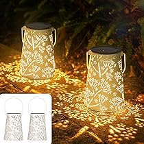 JOYCREATOR Lantaarns op zonne-energie voor buiten, waterdicht IP65, 2 stuks, led, metaal, warmwit, oosterse zonnelampen voor tuin, balkon, boom, gazon