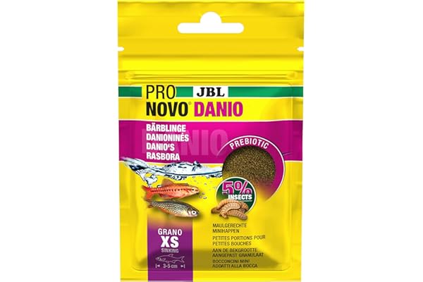 JBL PRONOVO DANIO GRANO, Aliment de Base pour les Barbus et petits Danios de 3-5 cm, Granulés pour Poissons, taille XS, 20 ml