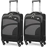 Aerolite Lightweight 4 Wheel Carry On Hand Cabin Luggage Suitcase Black Grey for British Airways Ryanair (Priority) easyJet (
