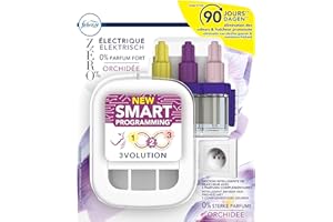 ANTIKAL Febreze 3Volution ZERO% Orchidée Kit De Démarrage Désodorisant Électrique Programmation Intelligente 20ml, 3 Parfums En Alternance Pour Éliminer Les Odeurs
