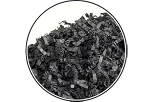 ARKANSIA - 500g Geschreddertes Kraftpapier zum Füllen von Geschenkboxen und Präsentkörben – Verpackungsfransen, Füllmaterial, Schutz, Dekoration, Hochzeit, Party (Schwarz, 500g)