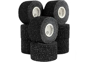 Murgs Black Thumb Tape (Pack Of 8), 5m Long Adhesive Weightlifting Tape, 100% Rayon Cotton Athletic Tape - Sports Tape For Powerlifting Gymnastics Fitness WOD - Crossfit Tape For Hands Protection