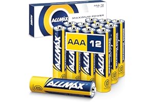 ALLMAX BATTERY Allmax AAA (LR03) Maximum Power Alkaline Triple A Batteries (12 Count) – Ultra Long-Lasting, Leakproof Design, 10-Year Shelf Life, Maximum Performance (1.5V)