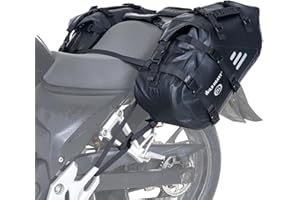 ‎WILD HEART WILD HEART Motorrad Satteltaschen Wasserdicht 50L (25L*2) Seite Satteltaschen, Kompatibel mit Motorrad Gepäckträger, Abenteuer、Straße、Sport、Dirt Bike (Schwarz 1 Paar)