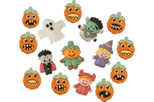 Kaffeehaus Diamant - essbare Zuckerdekoration Halloween - 9 Kürbisse und 6 Halloween Monster aus Zucker - Streudeko für Muffins, Torten, Kuchen und Cupcakes - gruselige Aufleger