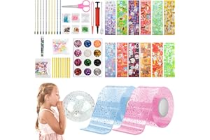VICTERR Glitter Nano Tape Bubbles Kit, Double Sided Pink and Blue Nano Tape for Making Bubbles, DIY Nano Bubble Tape with Pump Sequins Glitter Powder and Stickers, Nano Magic Tape Creative Water Ball for Kids