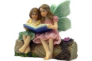 PRETMANNS Fairies for Fairy Garden - Accessories for an Outdoor or Indoor Miniature Garden – Adorable Hand-Painted Resin Figurines – 2 Sitting Sisters 1 Piece