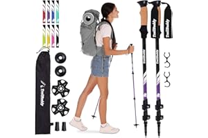 TrailBuddy Walking Poles - Pack of 2 Lightweight, Adjustable Trekking Poles for Hiking, Camping & Backpacking - Walking Sticks w/Cork Grip and Padded Strap