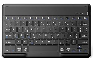 EasyAcc Clavier Tablette sans Fil Bluetooth 10 Pouces [AZERTY Français] Léger Fin Keyboard pour iOS iPad, iPad Pro/Air, Android Samsung Galaxy, Huawei, Noir