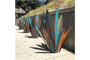 Sculpture Rustique de Tequila Bleue - Art décoration Statue Déco à la Maison, Figurines de Jardin, Ornements de Pelouse, Piquets de Jardin, Plantes d'agave en Métal pour Cour Extérieure, 13.8inch