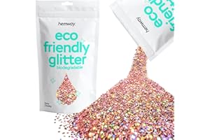 Hemway Eco Friendly Biodégradable Glitter 100 g / 3,5 oz cosmétique Bio Safe Étincelle végétalien pour le visage, fard à paupières, Craft - 1/24" 0,04" 1mm - or rose Holographic