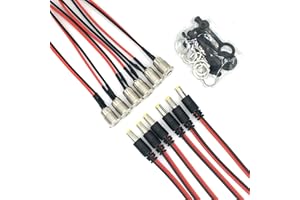 LEWTTYER 6 connettori Dc Power Jack Socket femmina 55 x 21 mm interruttore a contatto, 6 pezzi da 18 AWG femmina dc maschio a basso voltaggio femmina femmina femmina Mount Pigtail cavo Mnnlich