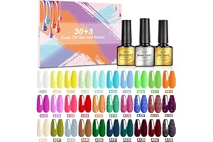 Gel Nail Polish- SHOWNAIL 33Pcs Gel Polish Soak Off Gel Nail Polish Set with Base Glossy Matte Top Coat, Popular Candy Classic Black White Neon Glitter Gel Nail Polish Colour DIY Nail Collection