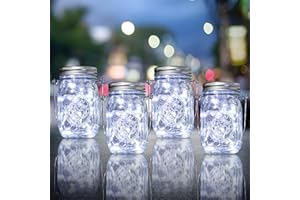 HOYIBO Lanterne solaire jardin - 4 guirlandes lumineuses 30 ampoules bocal avec poignée - Lampe solaire étanche IP65 antirouille