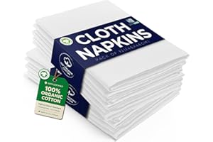 LivinEase Cotton Cloth Napkins Set of 12-100% OrganicCotton 46 x 46 cm Reusable Oversized White Dinner Napkins - Hotel Quality Fabric Napkin - Ideal for Home Use & Events