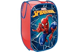 SUPERDIVER - Panier pliable Spiderman - Licence Officielle Marvel - Idéal pour ranger jouets et vêtements - 36x36x58 cm - Léger et compact - Parfait pour les garçons et les filles.