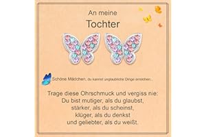 FEHKI Ohrringe Silber,Mädchen Ohrringe, Schmetterlings-Ohrschmuck Geschenke für Geburtstag, Valentinstag, Weihnachten für Schmetterlings-Liebhaber/Tochter/Enkeltochter/Nichte/Jugendliche