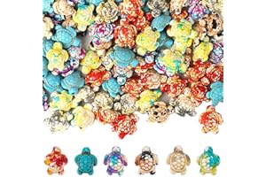 DAHI Environ 132 Perles Tortue Colorées, Perles D'océan pour Bijoux, Coquillages Decoration avec Trou, Perle Turquoise Tortue de Mer, pour la Fabrication de Bijoux, Bracelet DIY