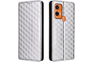 Unichthy Phone Case for Oukitel C33 Cover Flip Shockproof 3D Fashion Wallet Case Anti-slip PU Leather Stand Magnetic Closure Folio Bumper Protective Phone Skin for Oukitel C33 Silver