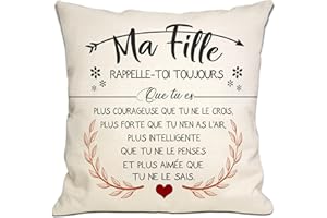 Bommex Tu ES Plus courageuse Que tu ne Le Crois Housses de Coussin pour la Fille de Maman Papa Cadeau d'inspiration pour chère Fille Anniversaire Graduation Cadeau de Noël(chère Fille-1)