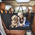 Loiion Multifunctional Dog Car Seat Cover Hard Base, Removable Back Seat Extender for Dogs, Dog Hammock for Car Back Seat with Mesh Window, Waterproof Dog Hammock Travel Bed for Car Truck SUV, Black