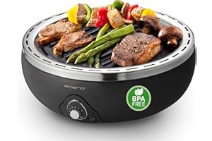 Emerio BGP-115557.1, ultra przenośny grill na węgiel drzewny, zasilany wentylatorem, zasilanie bateryjne lub powerbank, szybko gotowy do użycia, idealny do domu lub w podróży, ruszt żeliwny 30 cm