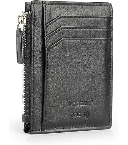 Portafoglio Uomo Sottile Trifold Con Blocco RFID - Portamonete In Poliestere Con Cerniera Per Carte E Banconote