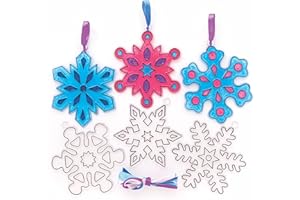 Baker Ross FC275 Schneeflocke Sonnenfänger Bastelset - 10er Pack, Buntglaseffekt für Kinder zum Bemalen, Basteln und Aufhängen, Weihnachtsbastel Ideen, Weihnachtsdeko zum Basteln