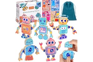 FANTSPATI Bloc de Construction Enfant Jouet Montessori, Robots Jouet en Bois Montessori, Jeux en Bois 3 Ans, Jeu de Motricité Fine Jeux de Construction avec Boutons, Jouets Cadeaux pour Garçon Fille 3 4 5 6 Ans