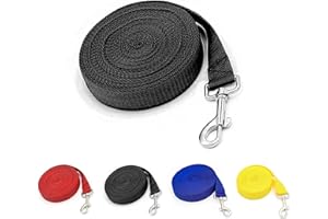 5RIDGE Correa de entrenamiento para perros de línea extra larga, correa de nailon de 5 m para perros grandes, medianos y pequeños, correr, acampar o patio trasero con componente de metal