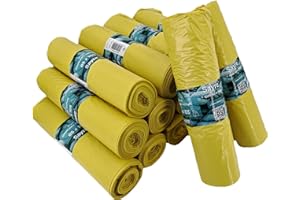 HO HIGIENE ONLINE Bolsas de Basura Amarillas de 120L – Pack 200 Unidades (20 Rollos) Bolsas de Comunidad 85 x 105 cm