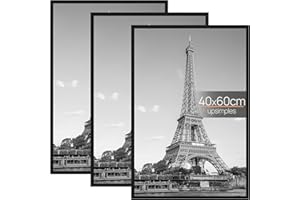 upsimples 3 Pack Bilderrahmen 40x60, 40x60 cm Bilderrahmen Schwarz für Fotogalerie, Einschubstreifen, Horizontale oder Vertikale Wandmontage