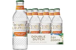 Double Dutch Indian Tonic Water | Classic Indian Tonic Water with Natural Bitterness | Gluten Free, Vegan Friendly Premium Mixer Perfect For Gin & Cocktails | 24 x 200ml Bottles