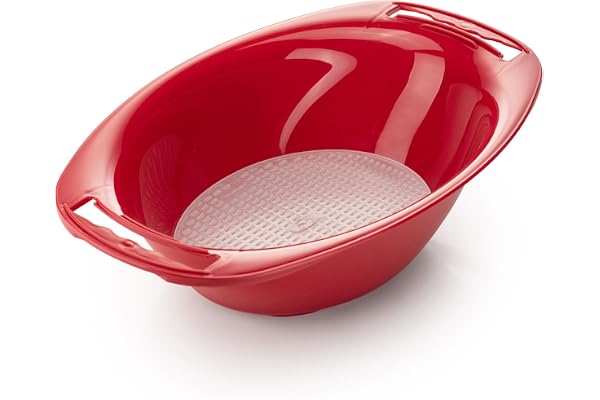 Récipient avec Passoire pour Mandolines Börner Vital, V5, V6 • Bol Collecteur pour Mandoline en V • Saladier • Plateau de Récupération pour Légumes Coupés • Couleur Accessoire: Rouge
