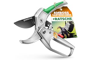 GRÜNTEK KONDOR Grenklippare med städ och spärrmekanism 200 mm – SK5-blad, automatisk spärrmekanism, aluminiumhandtag, precisionsslipning för smidig grenklippning