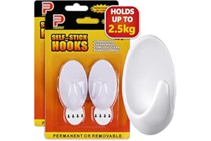 Ainiv 2-Packs 4pcs Large Hooks with Adhesive Strips(Damage-Free Remove), Multi-Function Self Adhesive Hooks, Wall Door Hooks for Bathroom Kitchen Hanging Bag Coat Cloth Flowerpot, Holds up to 2.5kg